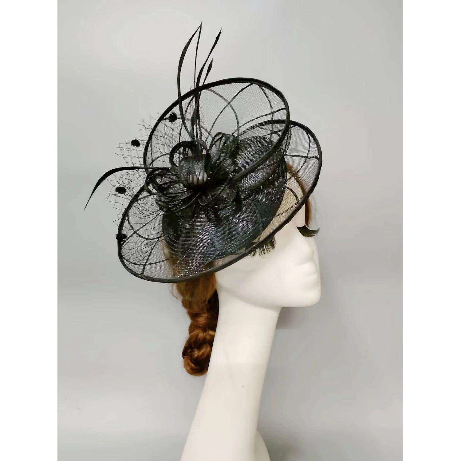 Wholesale Fascinators Kentucky Derby Hat Headwear Headpiece Pearl Feathers Veil Hat Wedding Ladies Day Cocktail Royal Astcot With Feather Pearl Headpiece Headwear